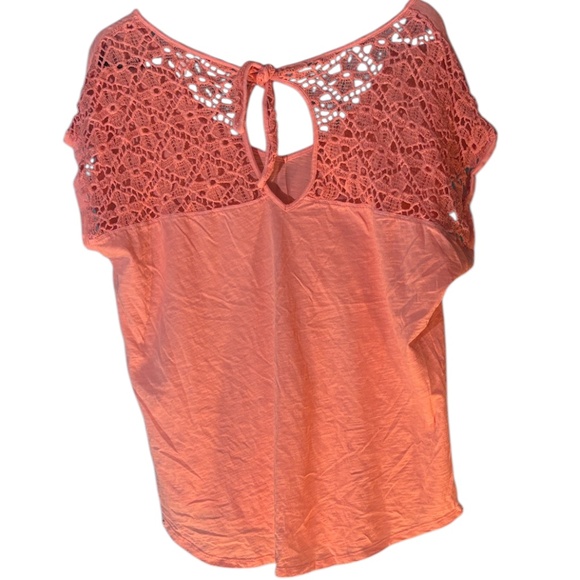 Aerie Coral Lace Back Blouse - Picture 3 of 7